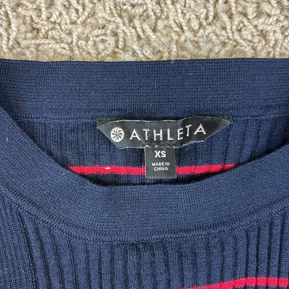 Athleta Bayside navy and red ribbed sweater sz xs - Picture 4 of 7